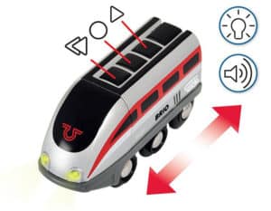Elektrische Holzeisenbahn - Unterwegs mit der Batterie-Lok